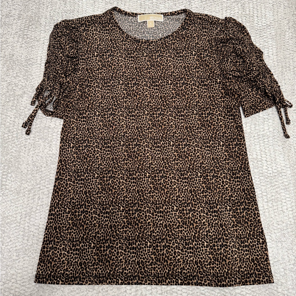Michael Kors Leopard Print Short Sleeve Top